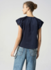 Cotélac Crystal Pleated Short Sleeve Blouse - Navi - Thumbnail 4