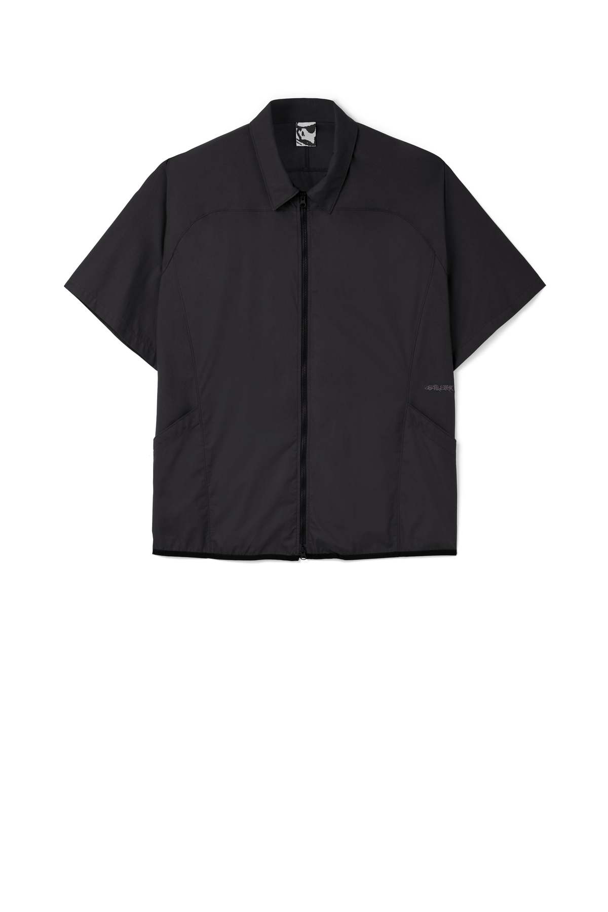 GR10K Poplin Zipped Short Sleeve Shirt - Off Black | Garmentory