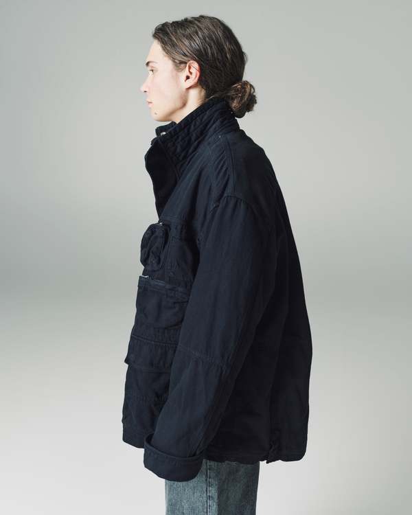 MM6 Maison Margiela Washed Black Denim Padded Tactical Jacket