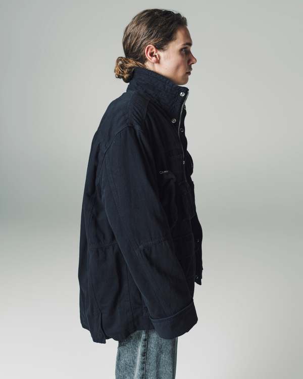 MM6 Maison Margiela Washed Black Denim Padded Tactical Jacket