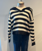 Roberto Collina Striped Sailor Collar Sweater - Black/White - Thumbnail 1