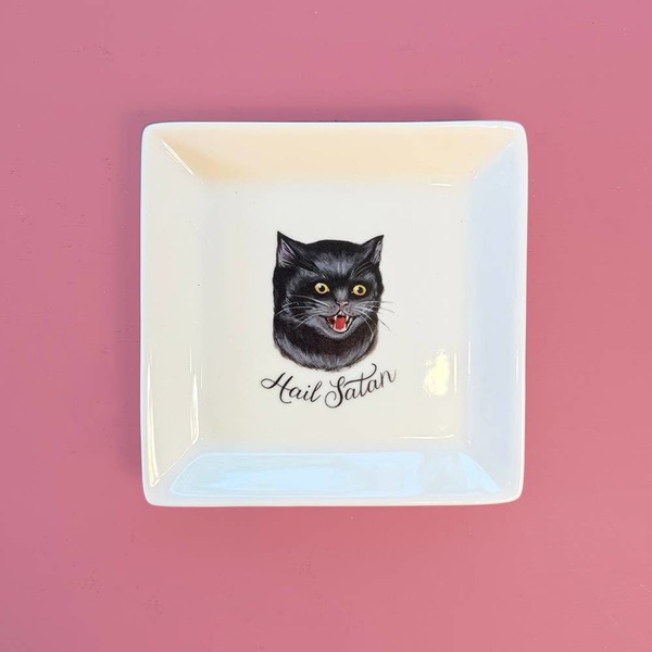 Dirty Lola Hail Satan Cat Trinket Tray
