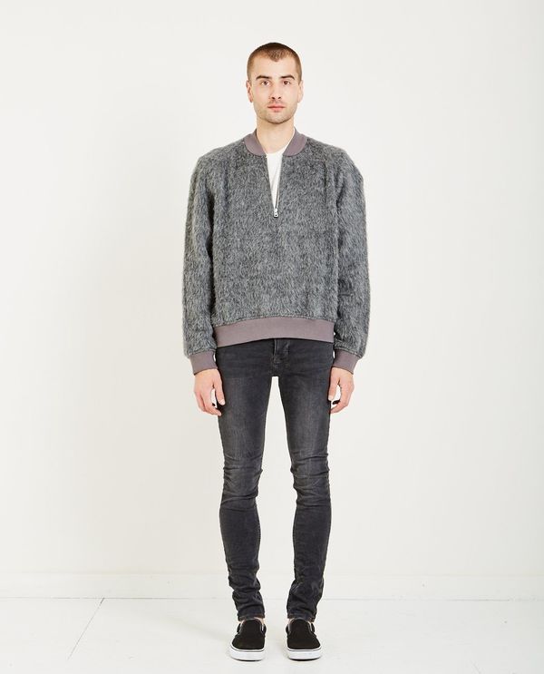 Our Legacy HALF ZIP VARSITY JACKET - GREY FUZZ | Garmentory