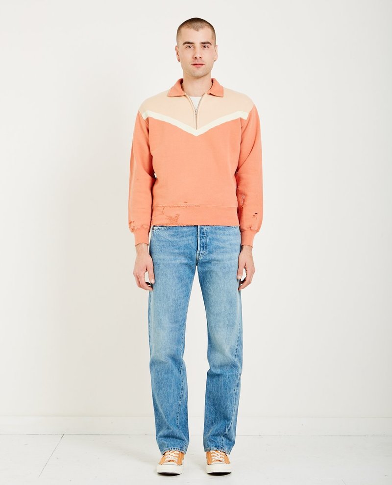 Levi's Vintage Clothing HALF-ZIP FLEECE - COLOR BLOCK ORANGE