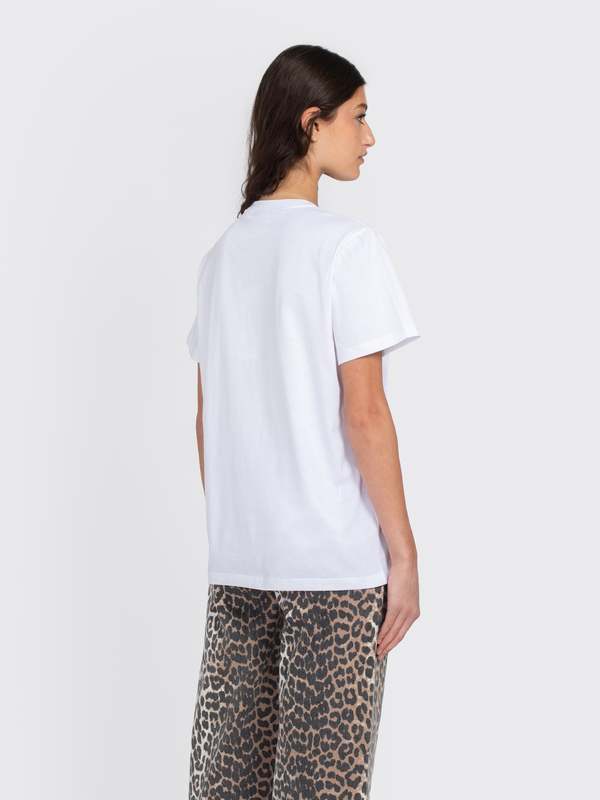 Ganni Basic Jersey Tattoo Lace Rlx T-Shirt - Bright White