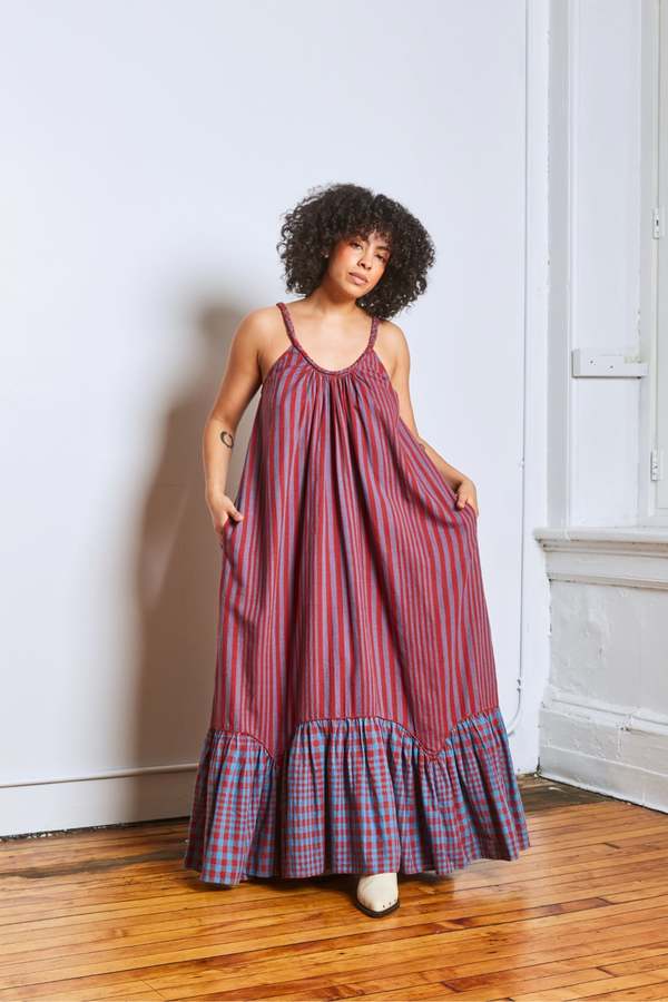 RUJUTA SHETH Cabo Dress - Beacon Stripe x Chex | Garmentory