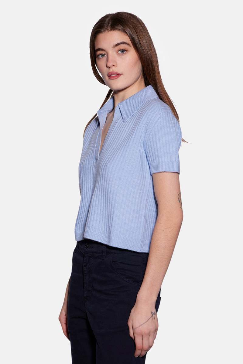 The Tile Club Farrah Polo - Sky Blue
