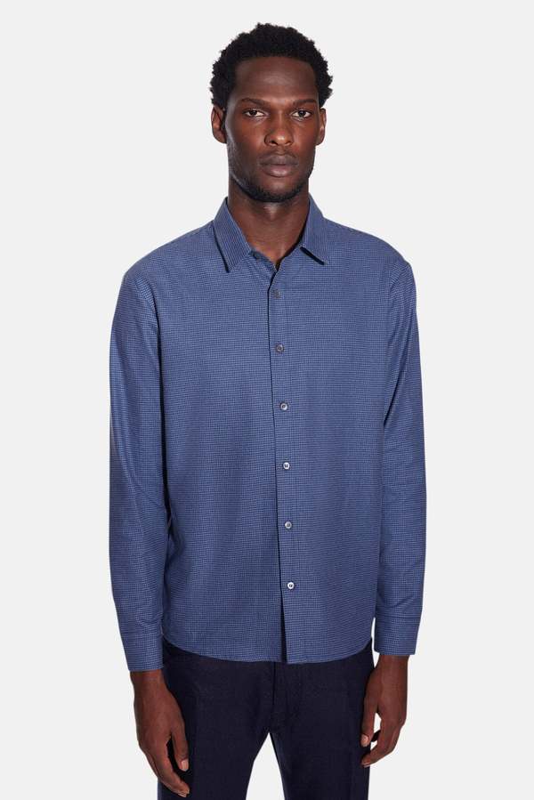 Blue&Cream Scribner Flannel Shirt - Blue Houndstooth