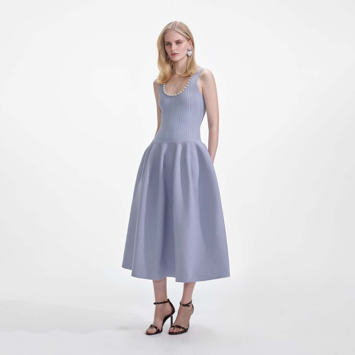 Blue Satin Diamante Midi Dress â€” 14 main image 0
