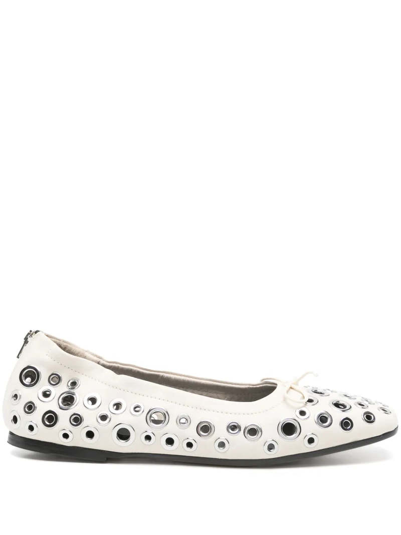 Golden Goose Amy Eyelet Zip Ballet Flats - Butter | Garmentory