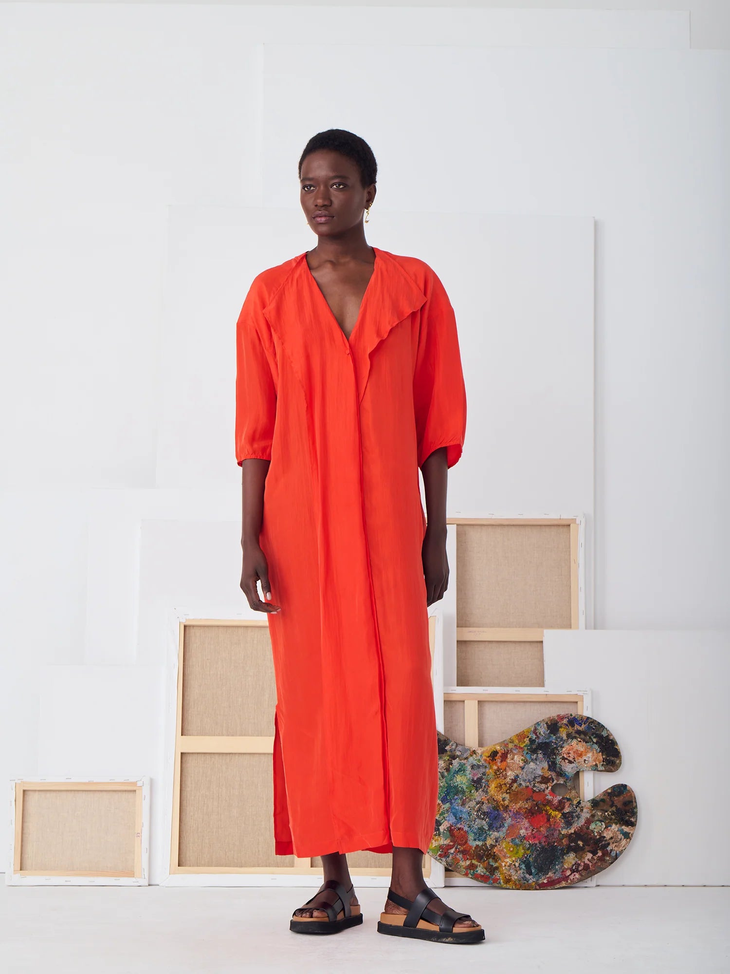 Mii Collection Marina Long Dress - Fiery Red | Garmentory
