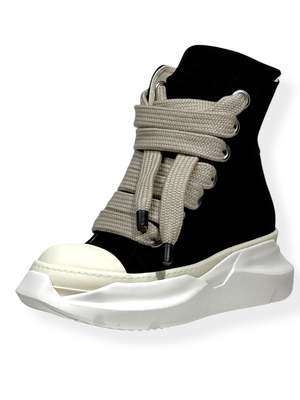 Rick Owens Jumbo Lace Abstract Sneak - Black/Milk/Milk | Garmentory