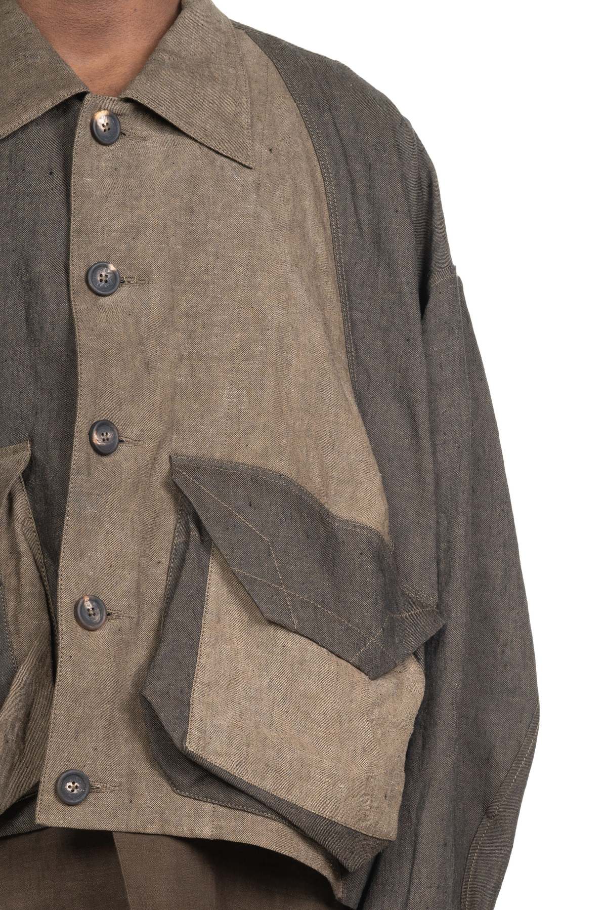 Ziggy Chen Collaged Workers Jacket - Brown/Green | Garmentory