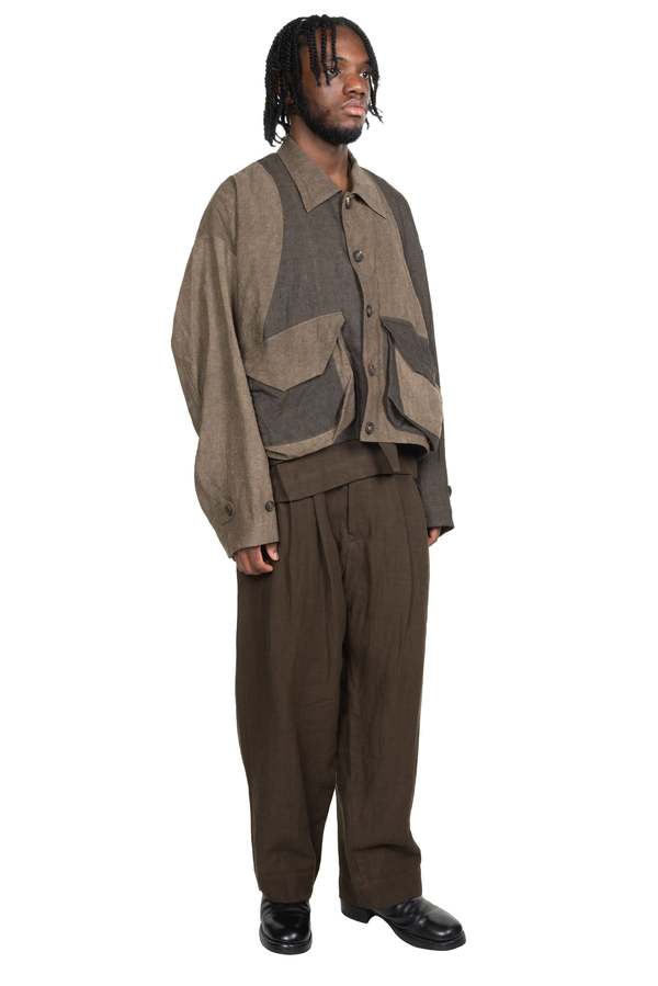 Ziggy Chen Collaged Workers Jacket - Brown/Green | Garmentory
