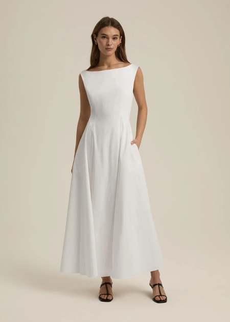 knee length dresses for ladies Simkhai Morrigan Linen Mini Dress Ivory main image 0