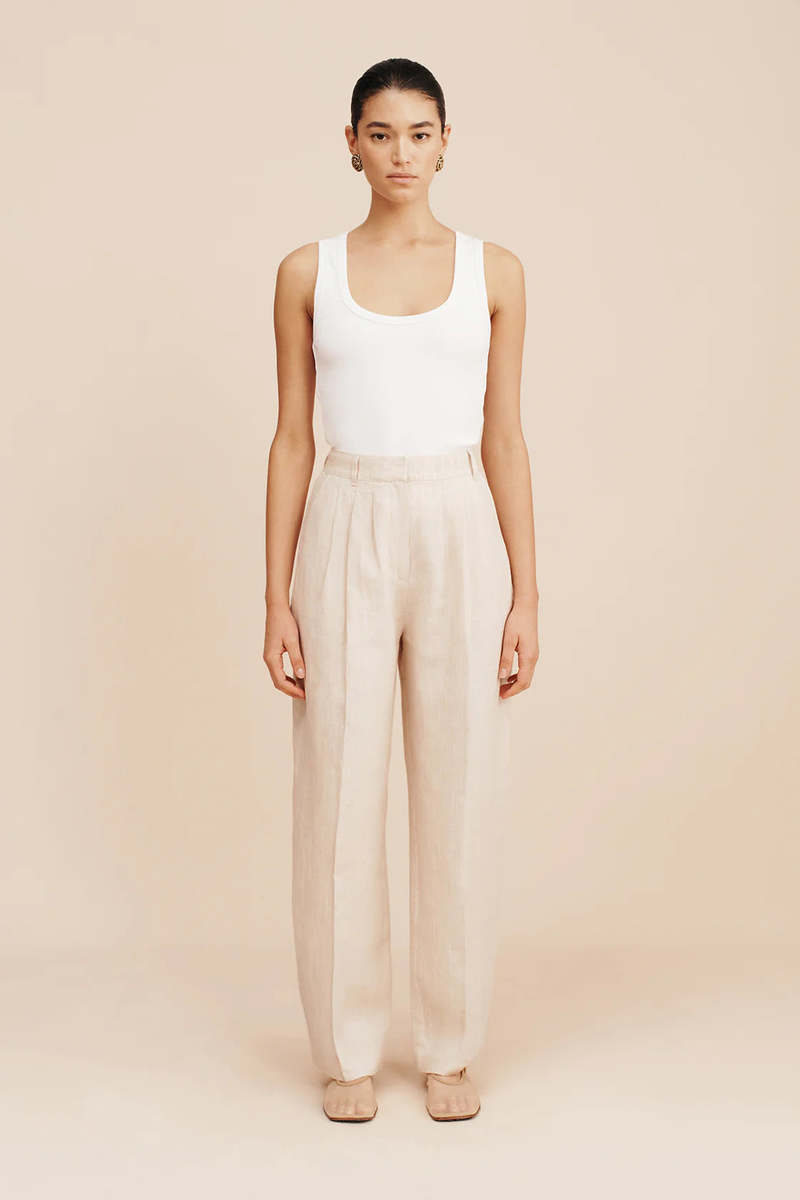 Posse Lucille Trouser - Beige Pinstripe Posse Lucille Trouser - Beige Pinstripe
