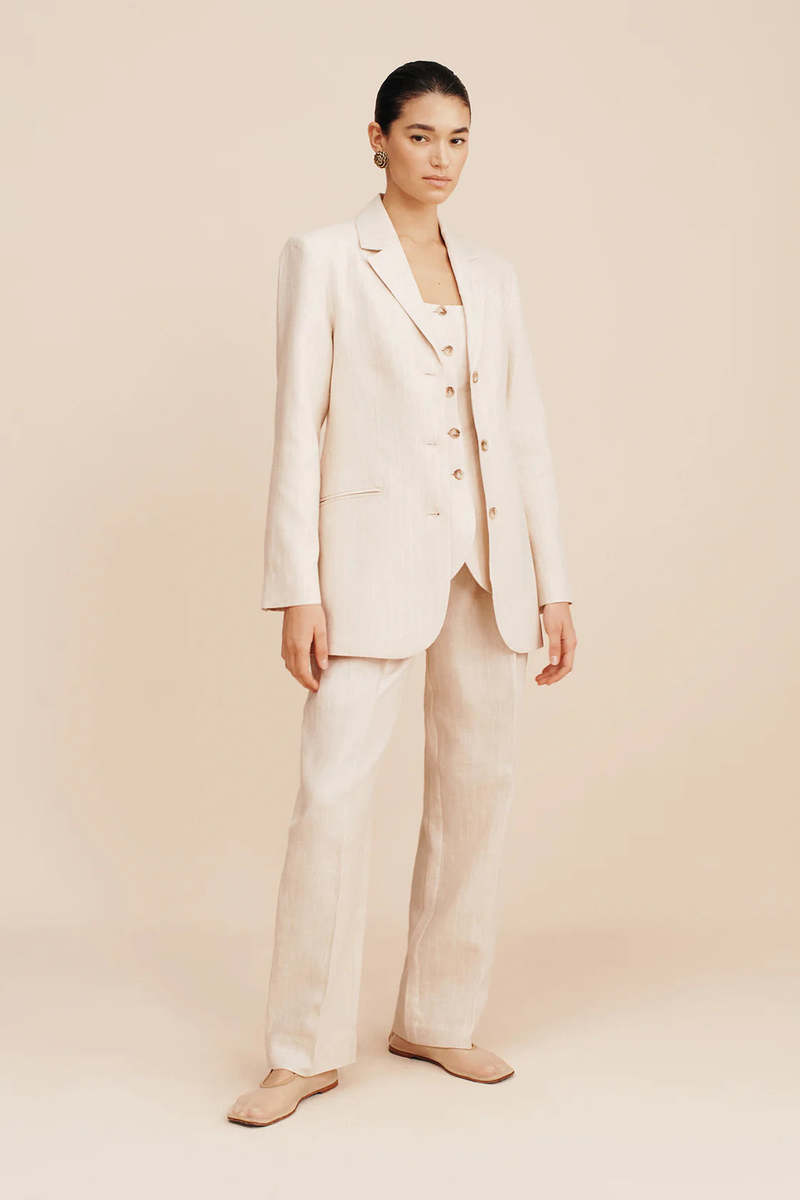 Posse Lucille Trouser - Beige Pinstripe Posse Lucille Trouser - Beige Pinstripe