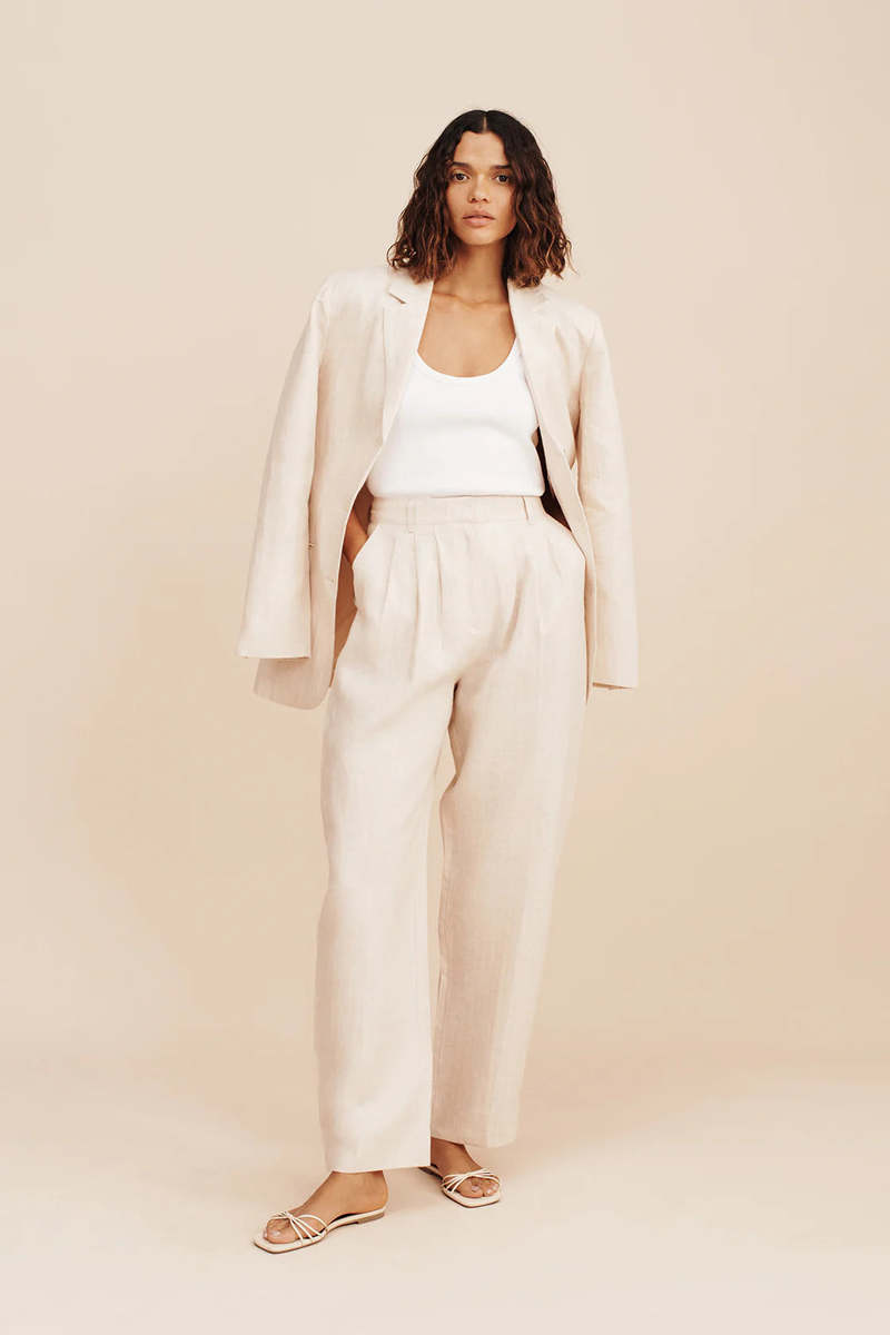 Posse Lucille Trouser - Beige Pinstripe Posse Lucille Trouser - Beige Pinstripe