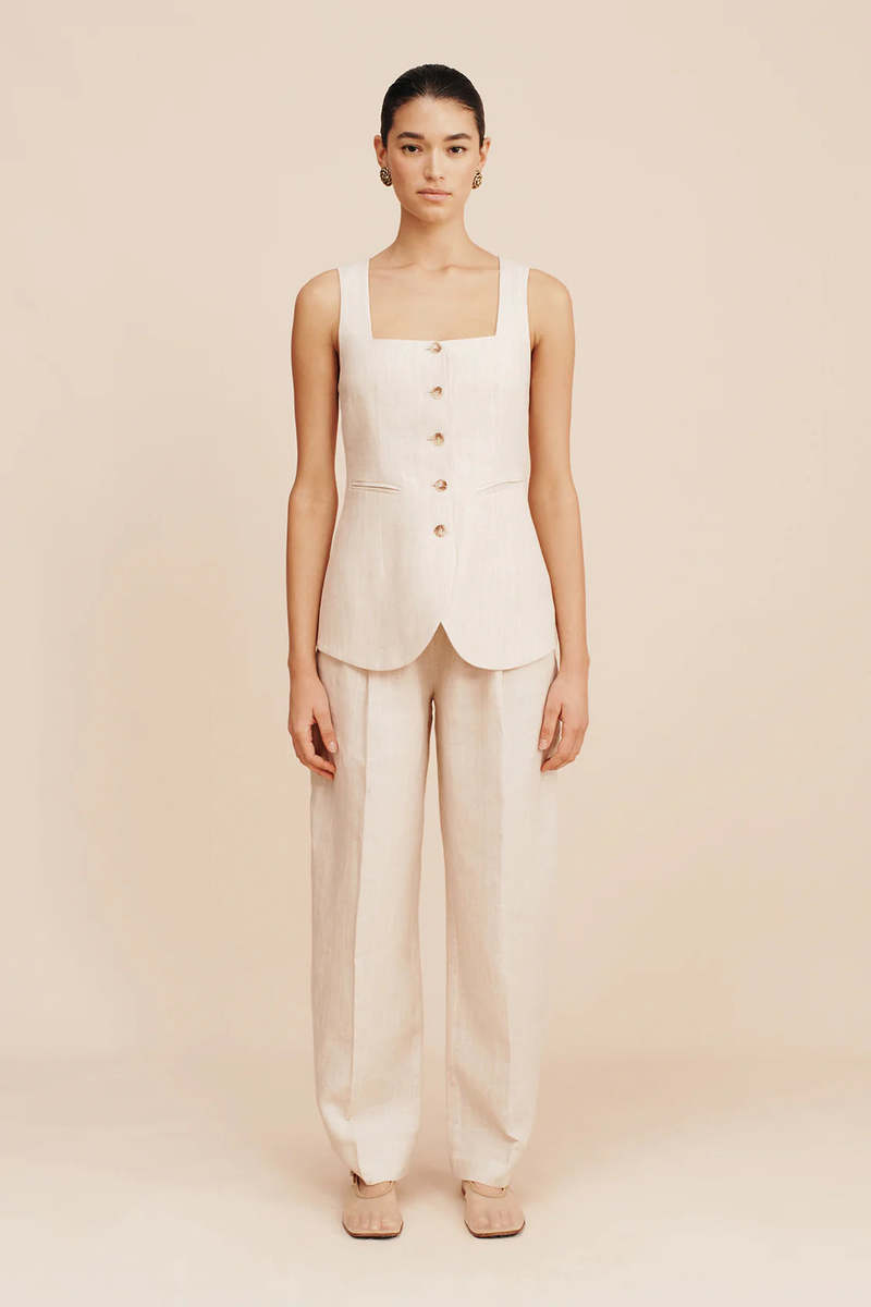 Posse Lucille Gilet - Beige Pinstripe Posse Lucille Gilet - Beige Pinstripe