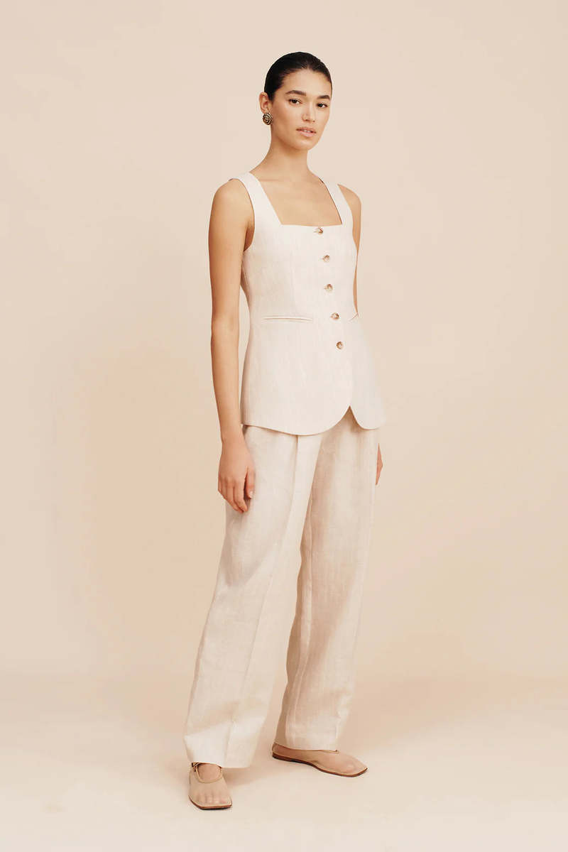 Posse Lucille Gilet - Beige Pinstripe Posse Lucille Gilet - Beige Pinstripe