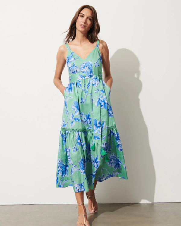 Figue Corinne Dress - Floral Sketch Apple Green | Garmentory