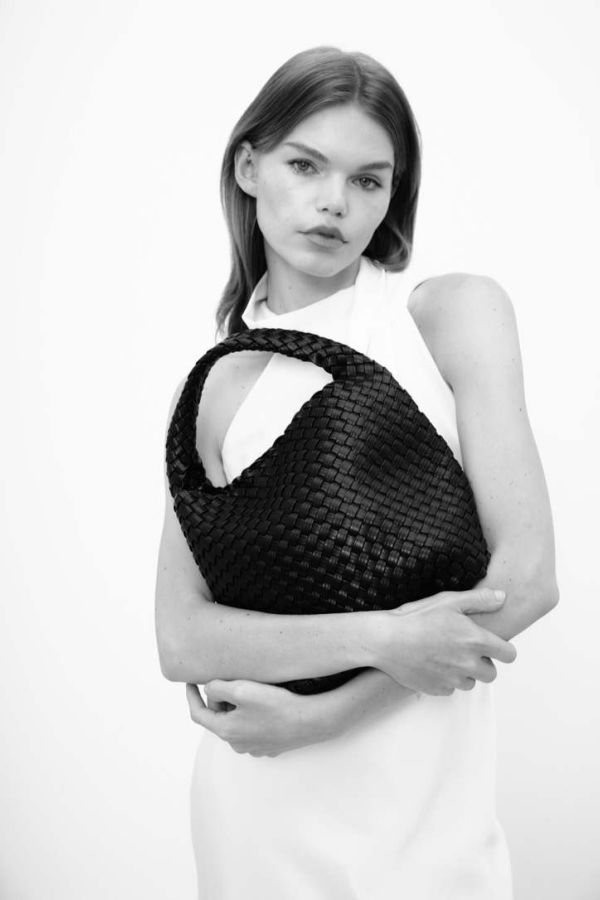 RYLAN Recycled Leather Small Tote - Black