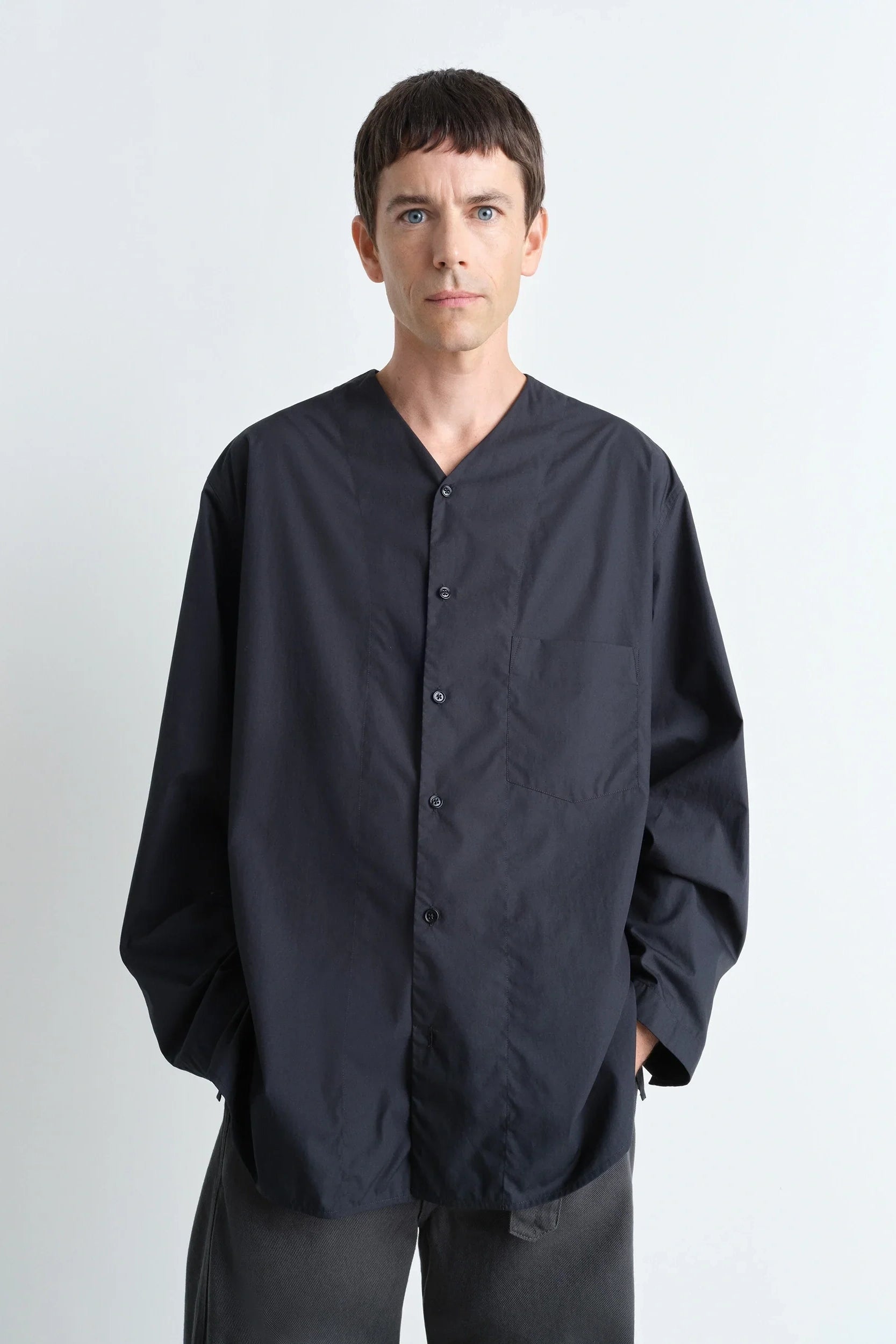 Lemaire V Neck Shirt - Jet Black | Garmentory