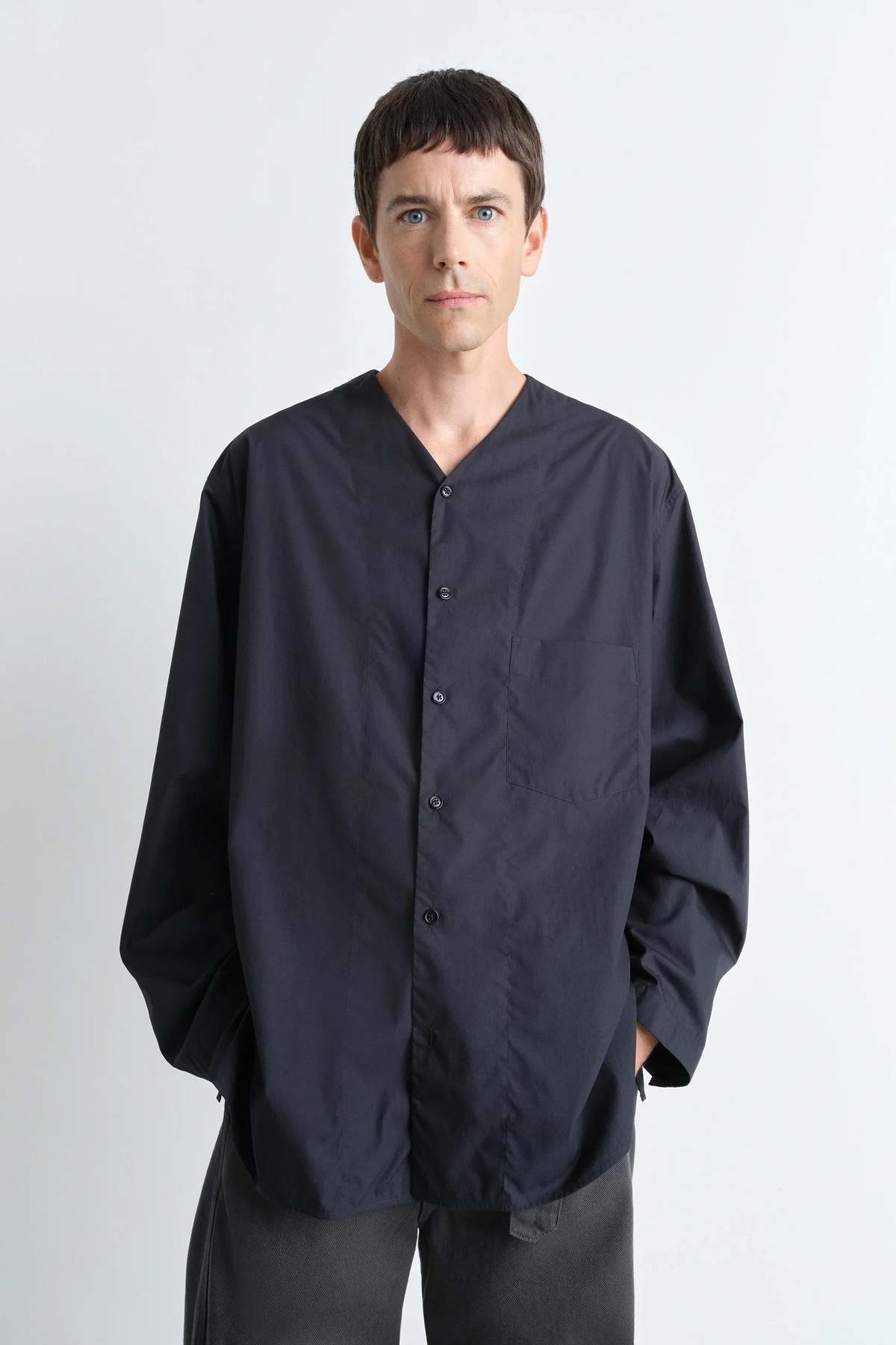 Lemaire V Neck Shirt - Jet Black | Garmentory