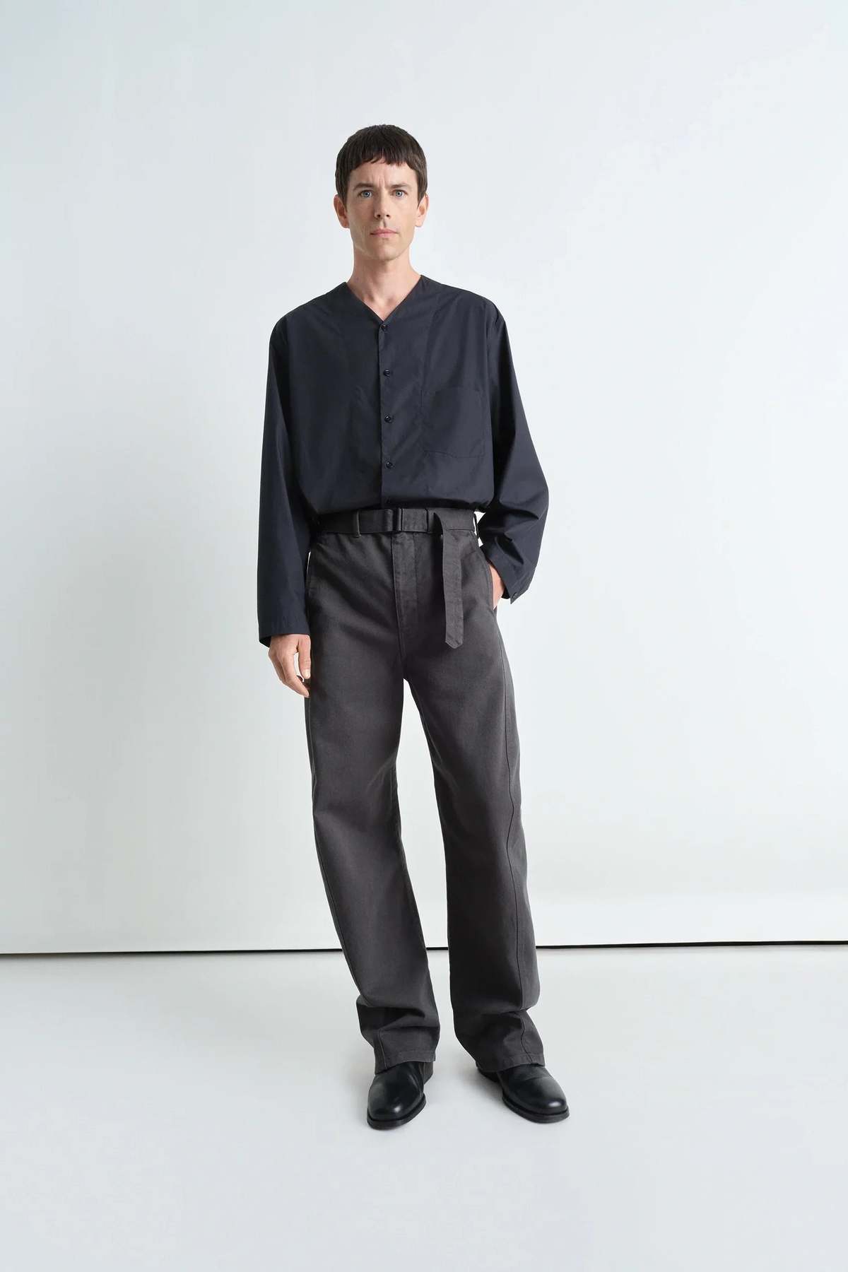 Lemaire V Neck Shirt - Jet Black | Garmentory