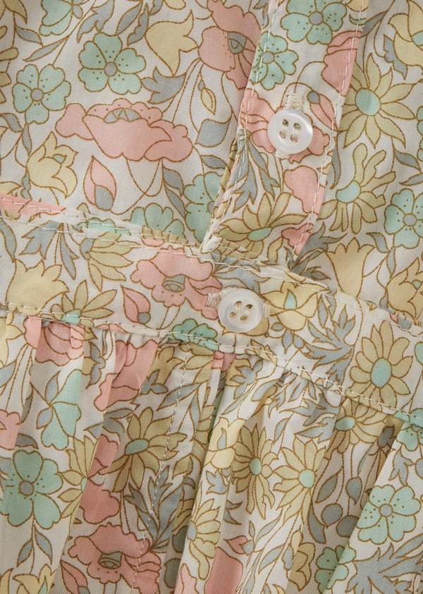 Caramel Barra Baby Girl Cotton Romper - Liberty Poppy And Daisy Print Caramel Barra Baby Girl Cotton Romper - Liberty Poppy And Daisy Print