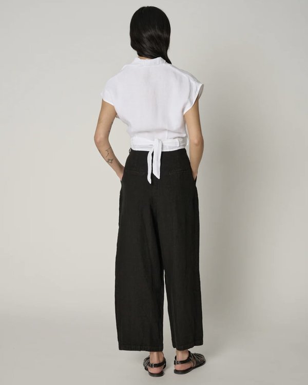 Shaina Mote Linen Boy Trousers - Salt/Onyx