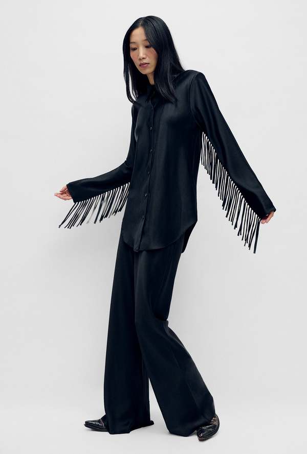 Splice Bias Cut Shirt Black