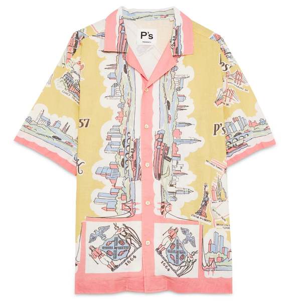 PRESIDENTS Reef New York Map Shirt - Yellow Popeline