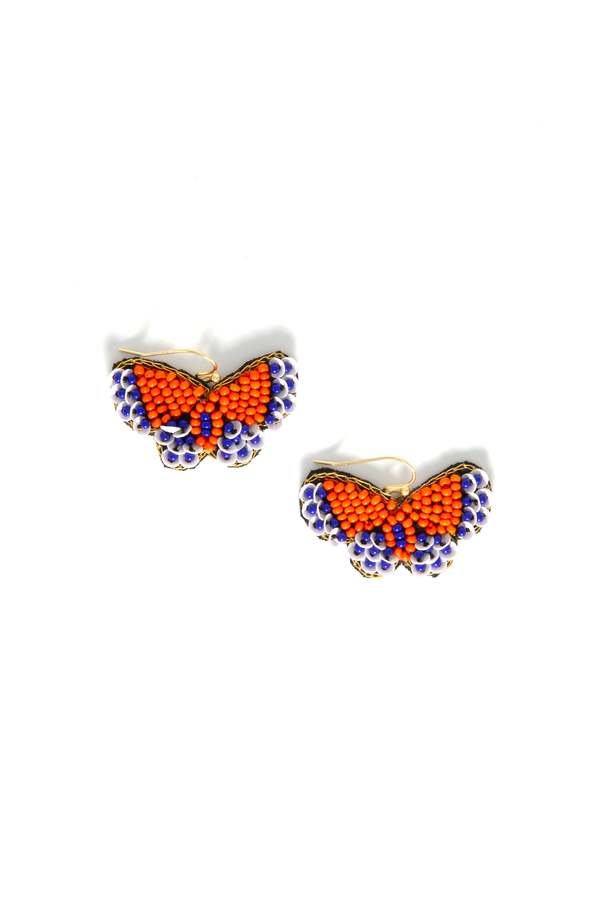 Fair Anita Beaded Butterfly Earrings - Peach/Teal