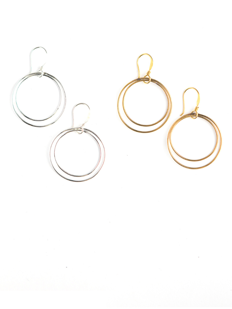 Fair Anita Double Moon Earrings - Silver/Brass