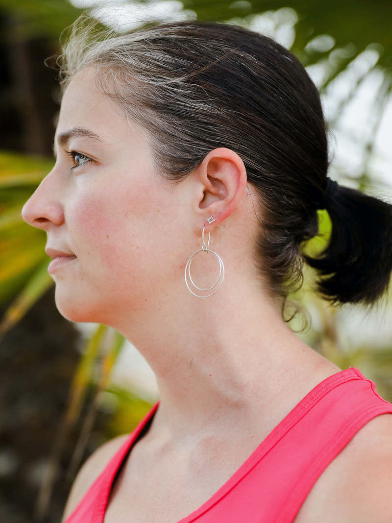 Fair Anita Double Moon Earrings - Silver/Brass