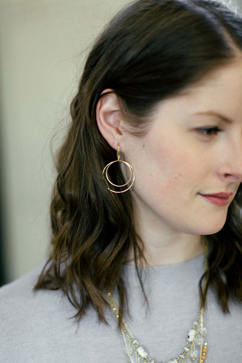 Fair Anita Double Moon Earrings - Silver/Brass