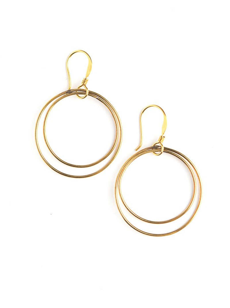 Fair Anita Double Moon Earrings - Silver/Brass
