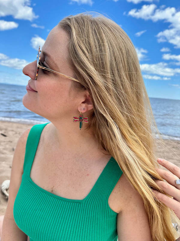 Fair Anita Dragonfly Beaded Earrings