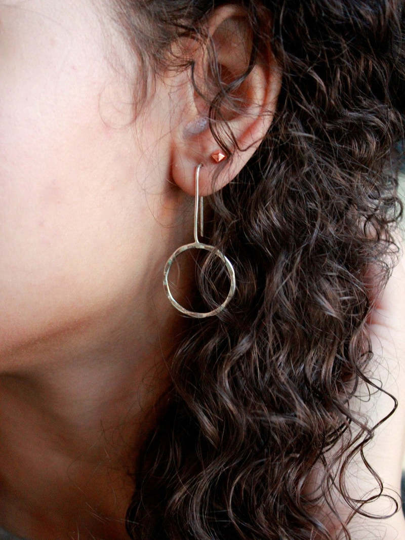 Fair Anita Full Moon Drop Earrings - Silver/Brass