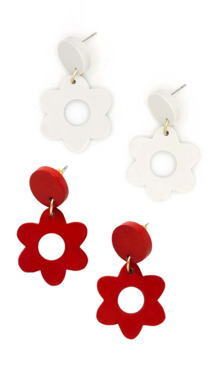Fair Anita Hot Hippie Earrings - White/Red