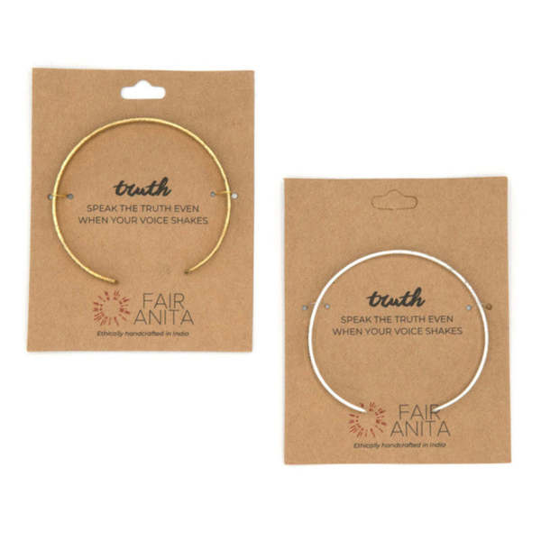 Fair Anita Speak The Truth Quote Cuff - Brass/Silver