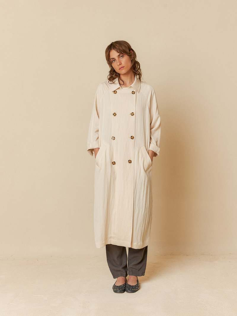 〈GALERIE VIE〉silkblend spring coat Spring City Slicker - Daisy Petal - Jane Post