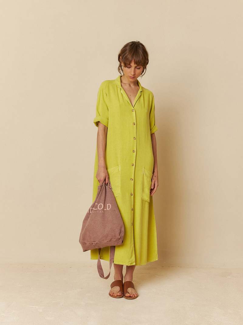 chinese dress ladies Organic Linen & Viscose Stretch Dress – Eileen Fisher Renew main image 1