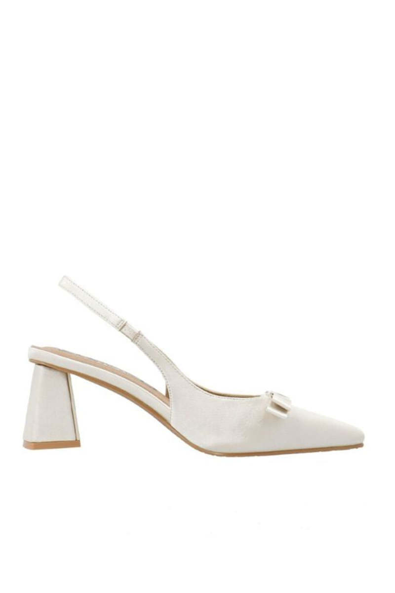 BIANCO Biamaralyn Bow Slingback Satin Heels - Off White