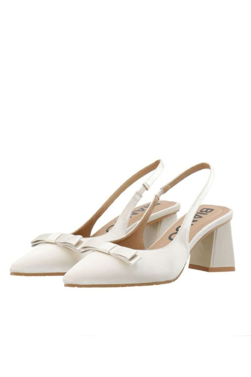 BIANCO Biamaralyn Bow Slingback Satin Heels - Off White