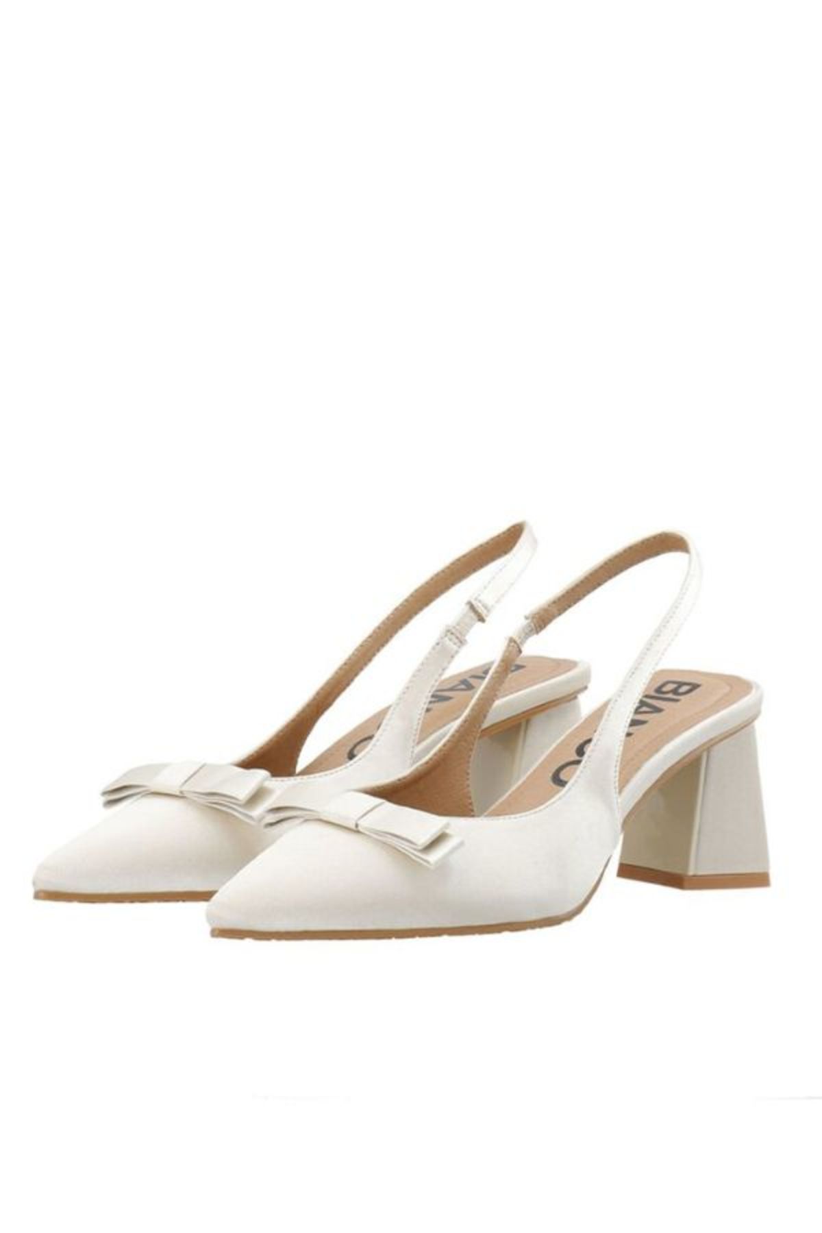 BIANCO Biamaralyn Bow Slingback Satin Heels - Off White - Image 4 of 6