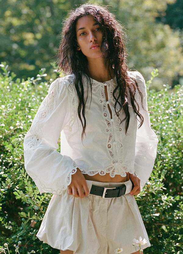 Sea NY Elke Soutache Long Sleeve Blouse - White | Garmentory