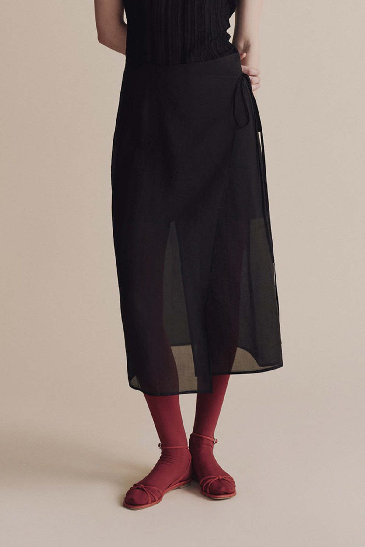 Mijeong Park Organza Wrap Skirt - Black | Garmentory