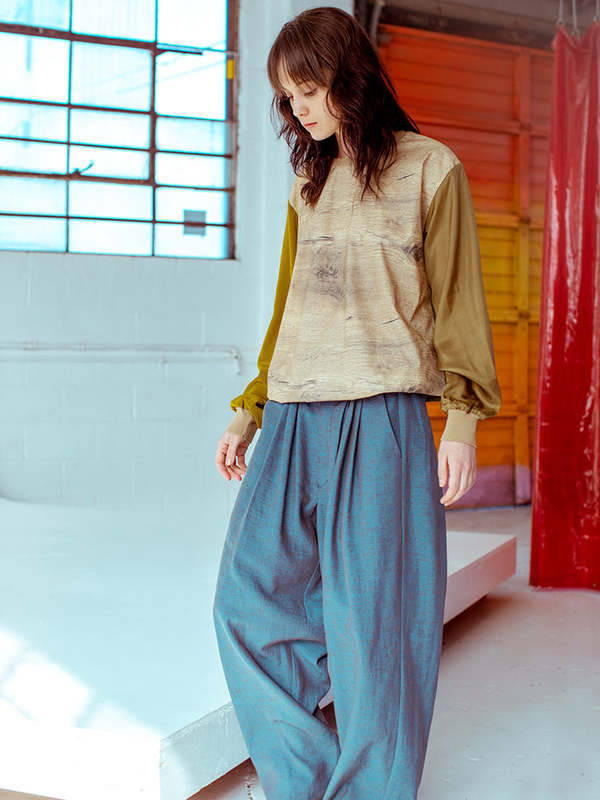 BLESS Ultrawidepleated Pants - Petrol | Garmentory